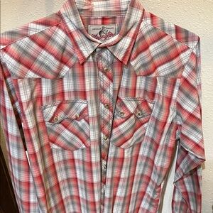 Wrangler Red and Gray Plaid Shirt